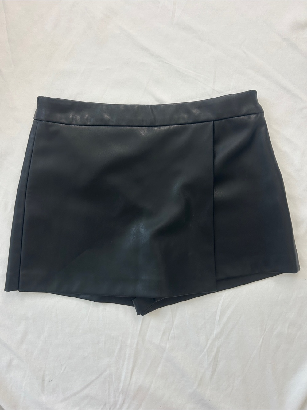 ZARA Black Faux Leather Mini Skort